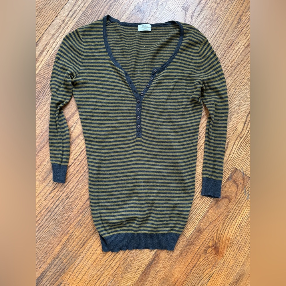 Madewell Wallace striped micro-knit Henley top